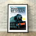 Powered By Steam Train Railway Print, White/Black