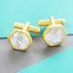 Moonstone Geometric Hexagonal Gold Plated Cufflinks, Gold