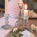 Clear Glass Dinner Candlestick Two Sizes