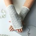 Grey Knitted Lambswool Fingerless Mittens