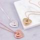 Mixed Metal Crystal Heart Necklace, Silver/Gold/Rose Gold