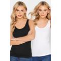 2 Pack Petite Black & White Vest Tops 14 Pixiegirl | Petite Women's Vests & Camis