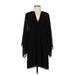 Elaine Turner Casual Dress - Shift V Neck 3/4 sleeves: Black Print Dresses - Women's Size X-Small