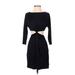 Halston Heritage Cocktail Dress - Sheath Crew Neck 3/4 sleeves: Black Print Dresses - New - Women's Size 4