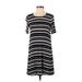 Ann Taylor LOFT Casual Dress - Shift Crew Neck Short sleeves: Black Print Dresses - Women's Size X-Small Petite