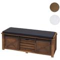 Banc avec compartiments de rangement HW C-H53, rembourré, métal, bois massif, aspect shabby