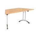 One Union Folding Table 1600x800 Silver Frame Beech 2 Trapezoidal Top