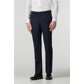 Limehaus Navy Blue Semi- Plain Slim Fit Men's Trousers