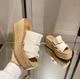 2021 Brands Women Slippers Espadrilles Designers woody tote Shoes Summer High Chunky Heel Slide Sandal White Black Platform Slipper Loafers Flip Flops