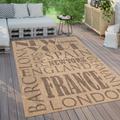 Paco Home - Tappeto Per Esterno Terrazzo Balcone Tappeto Cucina Moderno Letteratura Beige, 240x340