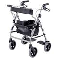 Days Four Wheeled Rollator Walker with Breaks, Foot Rest and Basket, Mobility and Support Aid for Elderly, Disabled and Handicapped Users, Silver