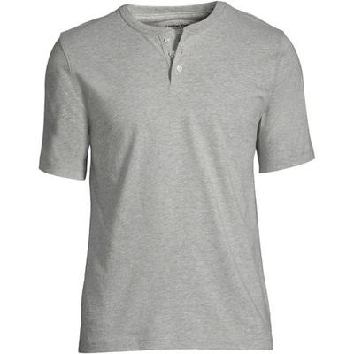 Super-T Henley Short Sleeve T-shirt, Men, size: 50-52, regular, Grey, Cotton, by Lands' End
