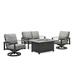 Winston Stanford Cushion 4-Pc Set w/ 2 Swivel Chairs, Loveseat, & Rectangle Fire Outdoor Table Metal/Rust - Resistant Metal in Gray | Wayfair