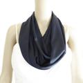 Dark Navy Blue Infinity Scarf. Circle Soft Silk Loop Fashion