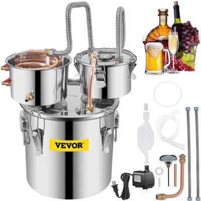 VEVOR Alcohol Still Moonshine Still 3-13.2Gal Stainless Steel Water Alcohol Distiller Copper Tube Home Brewing Kit