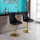 Swivel Bar Stools Chair Set of 2 Modern Adjustable Counter Height Bar Stools, Velvet Upholstered Stool