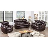 Hollywood Decor 3 Piece Faux Leather Reclining Living Room Set Faux Leather in Brown | 48 H x 80 W x 65 D in | Wayfair Living Room Sets