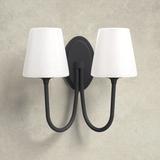 Birch Lane™ Arcus Steel Armed Sconce Glass/Metal in Black | 13 H x 15 W x 8.5 D in | Wayfair 90835E9A06BE421891D75FA90D2D1013