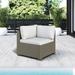 Wade Logan® Avalisse Outdoor Wicker Corner Sofa, Summer Fog Weave Wicker/Rattan in Gray/White | 25 H x 27.13 W x 27.13 D in | Wayfair