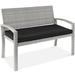 Red Barrel Studio® Khoa Wicker Garden Bench All - Weather Wicker/Wicker/Rattan in Gray | 34 H x 47 W x 26 D in | Outdoor Furniture | Wayfair