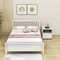 Winston Porter Wooden Platform Bed w/ Nightstand Wood in White | 36 H x 57 W x 79 D in | Wayfair 33624B46AB674BD3A5C8458B3481FE5B