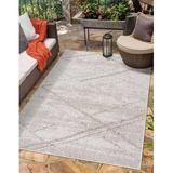 Gray/White 87 x 31 x 0.39 in Area Rug - Ebern Designs Uxbridge Geometric Outdoor Gray Area Rug | 87 H x 31 W x 0.39 D in | Wayfair