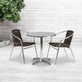 Flash Furniture Lila Round 3 Piece Bistro Set Metal in Brown | 27.25" H x 27.5" W x 27.5" D | Outdoor Furniture | Wayfair TLH-ALUM-28RD-020CHR2-GG