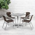 Flash Furniture Lila Square 5 Piece Outdoor Dining Set Metal in Brown | 27.25" H x 27.5" W x 27.5" D | Wayfair TLH-ALUM-28SQ-020CHR4-GG