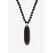 Women's Genuine Black Agate Goldtone Bezel Set Oval Cabochon Beaded Necklace 34 Inch by PalmBeach Jewelry in Black