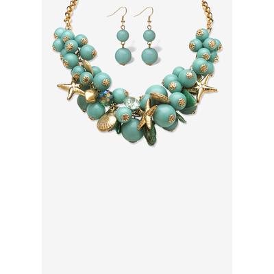 Women's 2 Piece Sea Life Jewelry Set In Yellow Goldtone by PalmBeach Jewelry in Blue