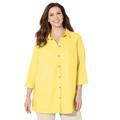 Plus Size Women's Classic Linen Buttonfront Shirt by Catherines in Canary (Size 2X)