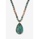 Women's Genuine Multicolor Jasper Beaded Goldtone Bezel Set Pendant Necklace 36 Inch by PalmBeach Jewelry in Blue