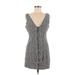 Shein Casual Dress - Mini Plunge Sleeveless: Tan Dresses - Women's Size Medium