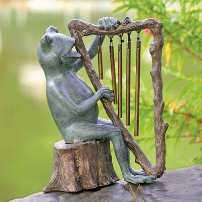 Frog Playing the Harp Wind Chime Sculpture Verdi B...