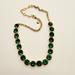 J. Crew Jewelry | J Crew Emerald Green Brle Crystal Gold Tone Necklace 20 Inch | Color: Gold/Green | Size: 20 Inches Including 3 Inch Extender