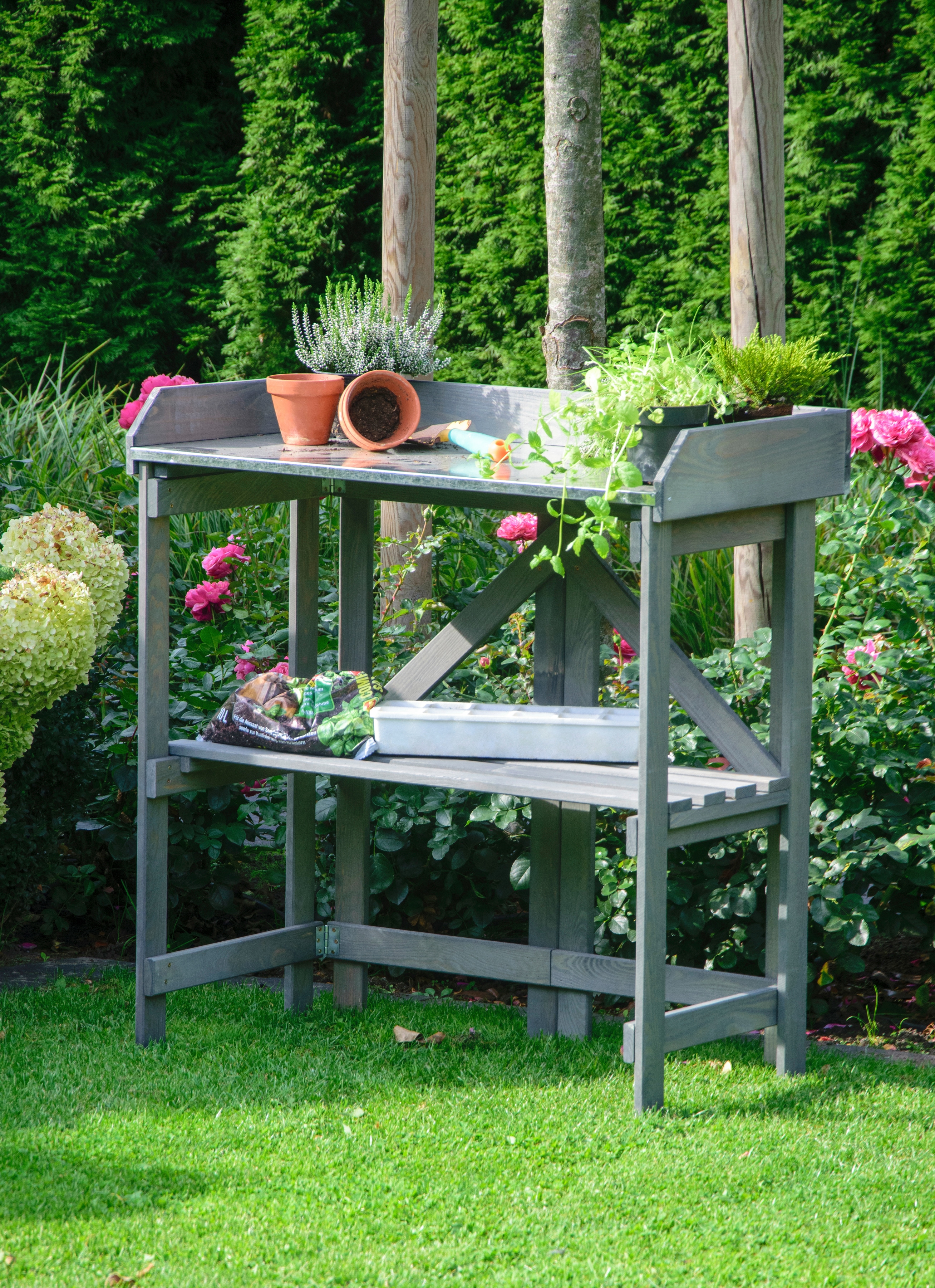 Pflanztisch DOBAR, grau (anthrazit), B:85cm H:89cm T:44cm, Tische, BxTxH: 85x44x89 cm