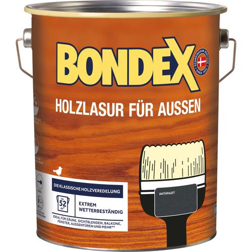 "BONDEX Holzschutzlasur ""HOLZLASUR FÜR AUSSEN"" Farben Gr. 4 l 4 ml, grau (anthrazit, grau) Holzlasuren"