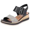 Sandalette REMONTE "ELLE-Collection", Damen, Gr. 38, beige (schwarz, creme), Leder, Bast, feminin, Schuhe, Sommerschuh, Sandale, Bequemschuh mit Klett unter der Zierschnalle, Topseller