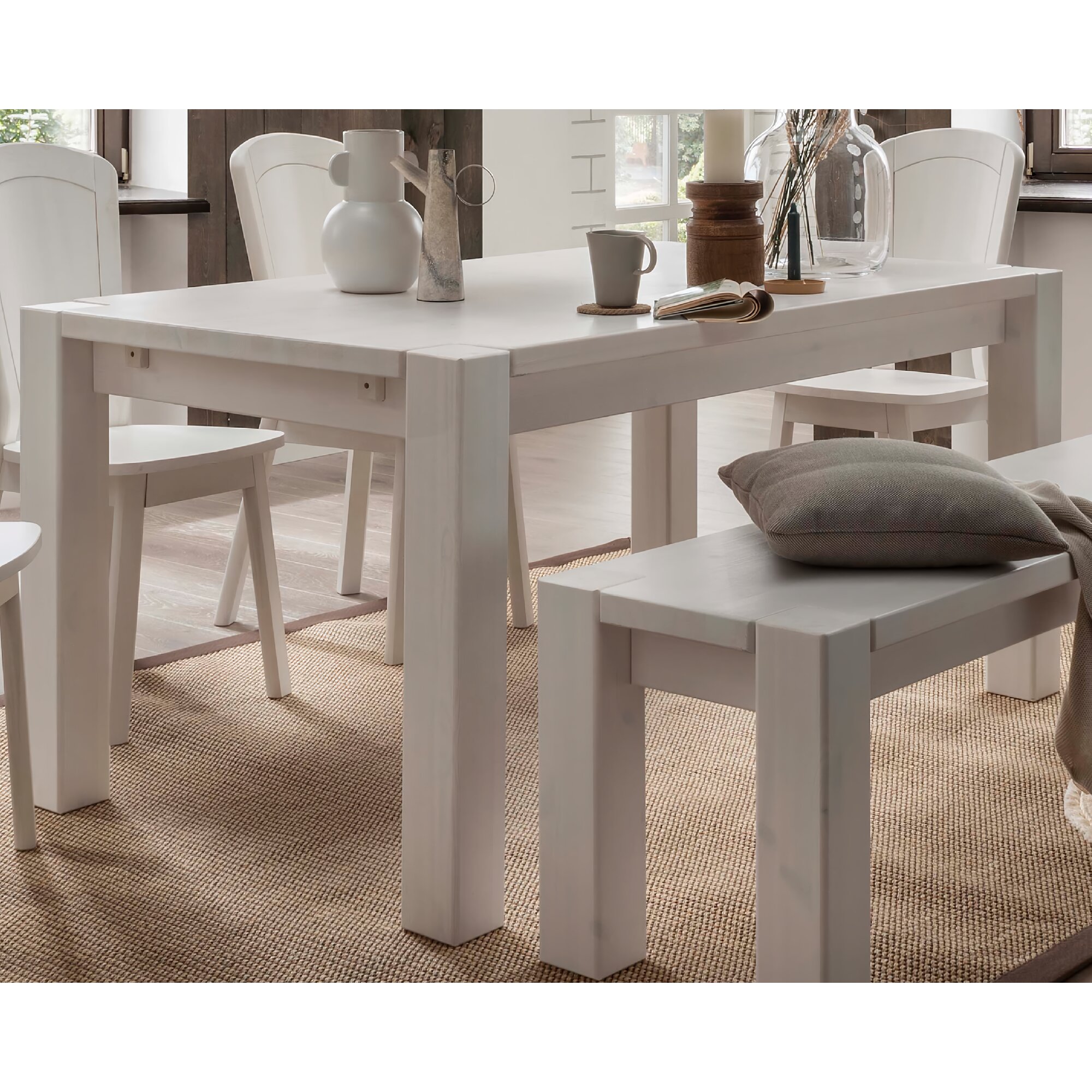 MassivHolz »Vita« Esstisch weiß Esstisch / 180x90 cm