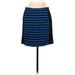 Ann Taylor Casual Skirt: Blue Stripes Bottoms - Women's Size 6 Petite