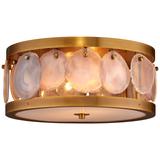 Upsala 15"W Antique Brass Agate Stone 2-Light Ceiling Light