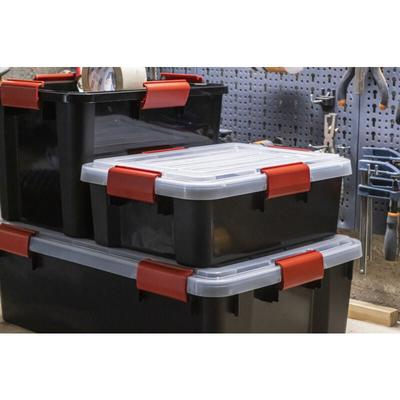 Iris Ohyama - Luftdichte Kunststoff-Aufbewahrungsboxen mit Deckel, 10L, 4er-Set, Schwarz, Image