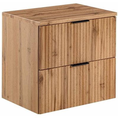 Waschtischunterschrank 60cm ADELAIDE-56, Wotaneiche mit gerillter Front, b/h/t ca. 60,6/59,2/46,5 cm Image