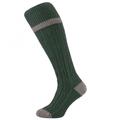 HJ Hall Olive Green Cable Stripe Merino Wool Blend Men's Shooting Socks