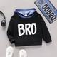 Toddler Boy Letter Print Denim Splice Hoodie Sweatshirt