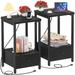 Black Nightstands Set of 2 with Charging Station, Modern Night Stand Bedside Table with Storage Drawer and Shelf