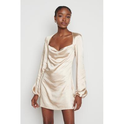 Janis Mini Cowl Neck Dress - Champagne Gold