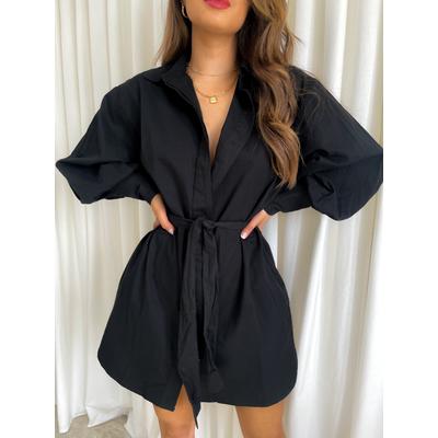 Mabel Shirt Mini Dress - Black