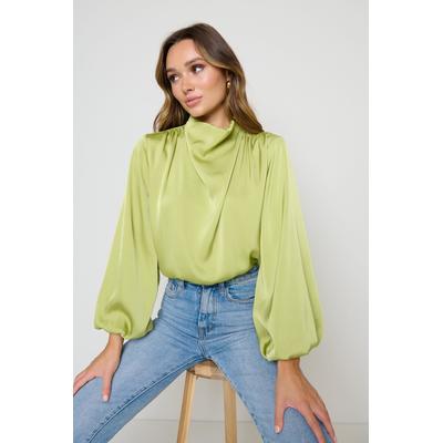 Tate Cowl Neck Pleated Blouse - Tarragon