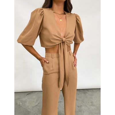 Jamie Tie Knot Blouse - Beige